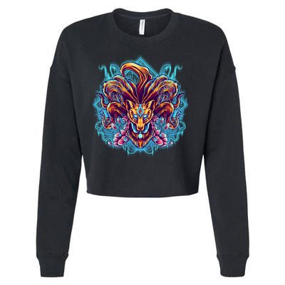 Japanese Nine Tails Kitsune Fox Cropped Pullover Crew