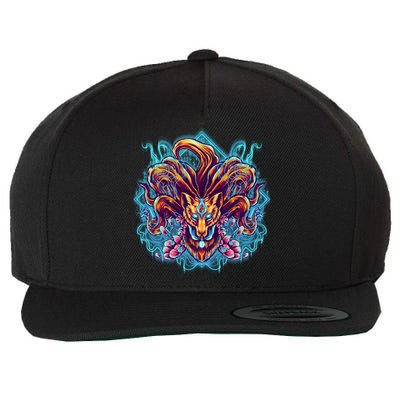 Japanese Nine Tails Kitsune Fox Wool Snapback Cap