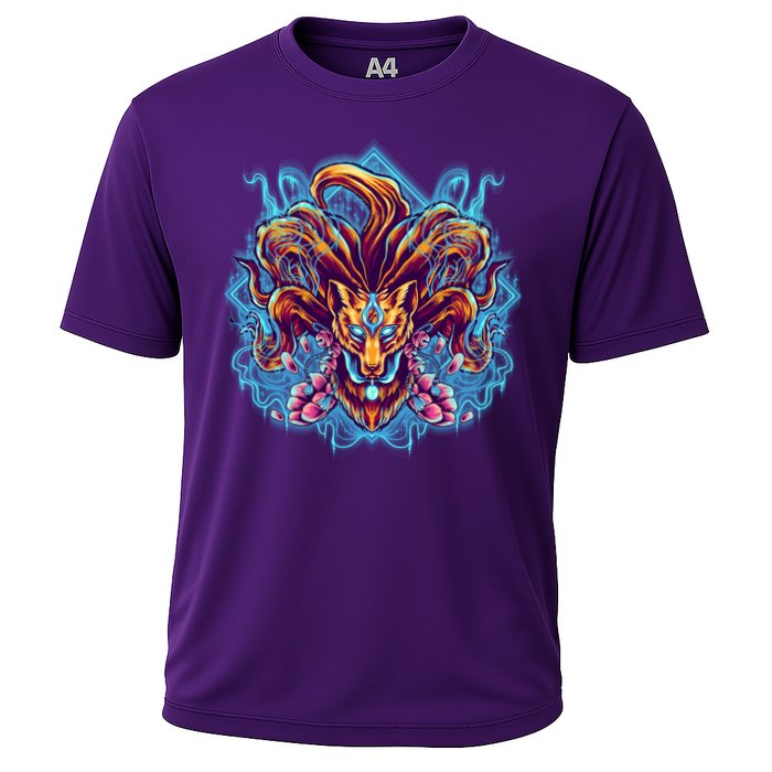 Japanese Nine Tails Kitsune Fox Cooling Performance Crew T-Shirt