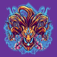 Japanese Nine Tails Kitsune Fox Cooling Performance Long Sleeve Crew