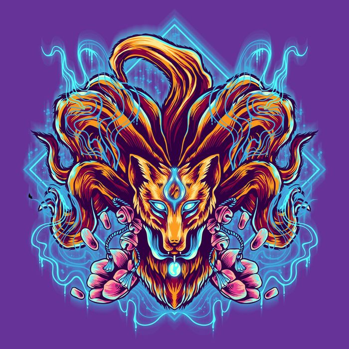Japanese Nine Tails Kitsune Fox Youth Performance Sprint T-Shirt