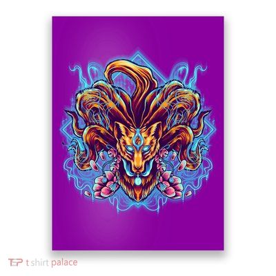 Japanese Nine Tails Kitsune Fox Poster