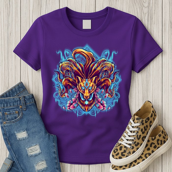 Japanese Nine Tails Kitsune Fox Womens T-Shirt