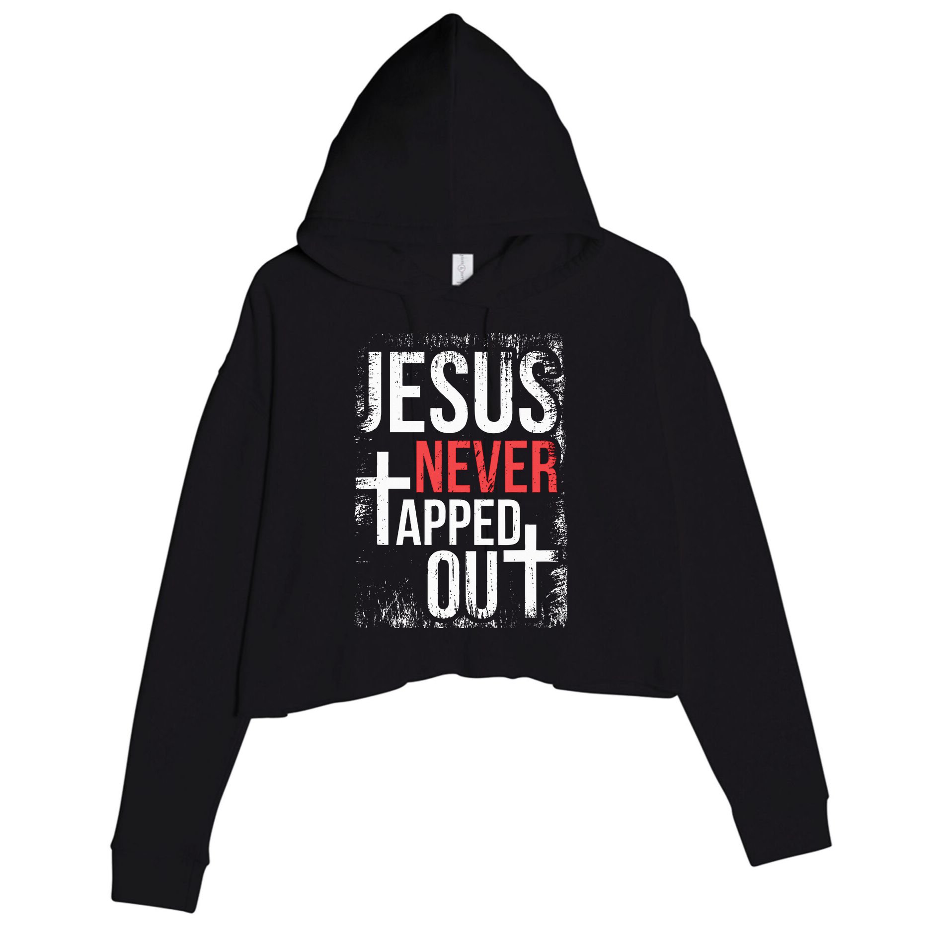 Jesus Never Tapped Out Christian Wrestling Faith Christian Crop Fleece Hoodie