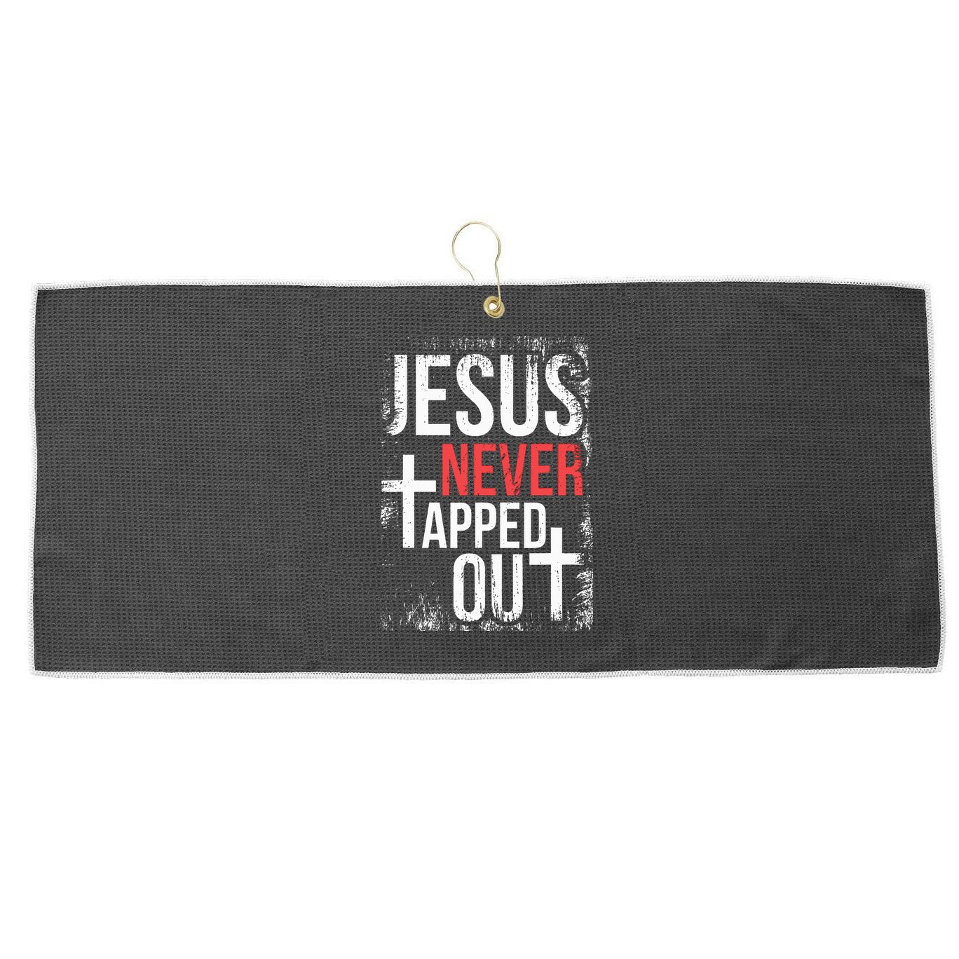 Jesus Never Tapped Out Christian Wrestling Faith Christian Large Microfiber Waffle Golf Towel