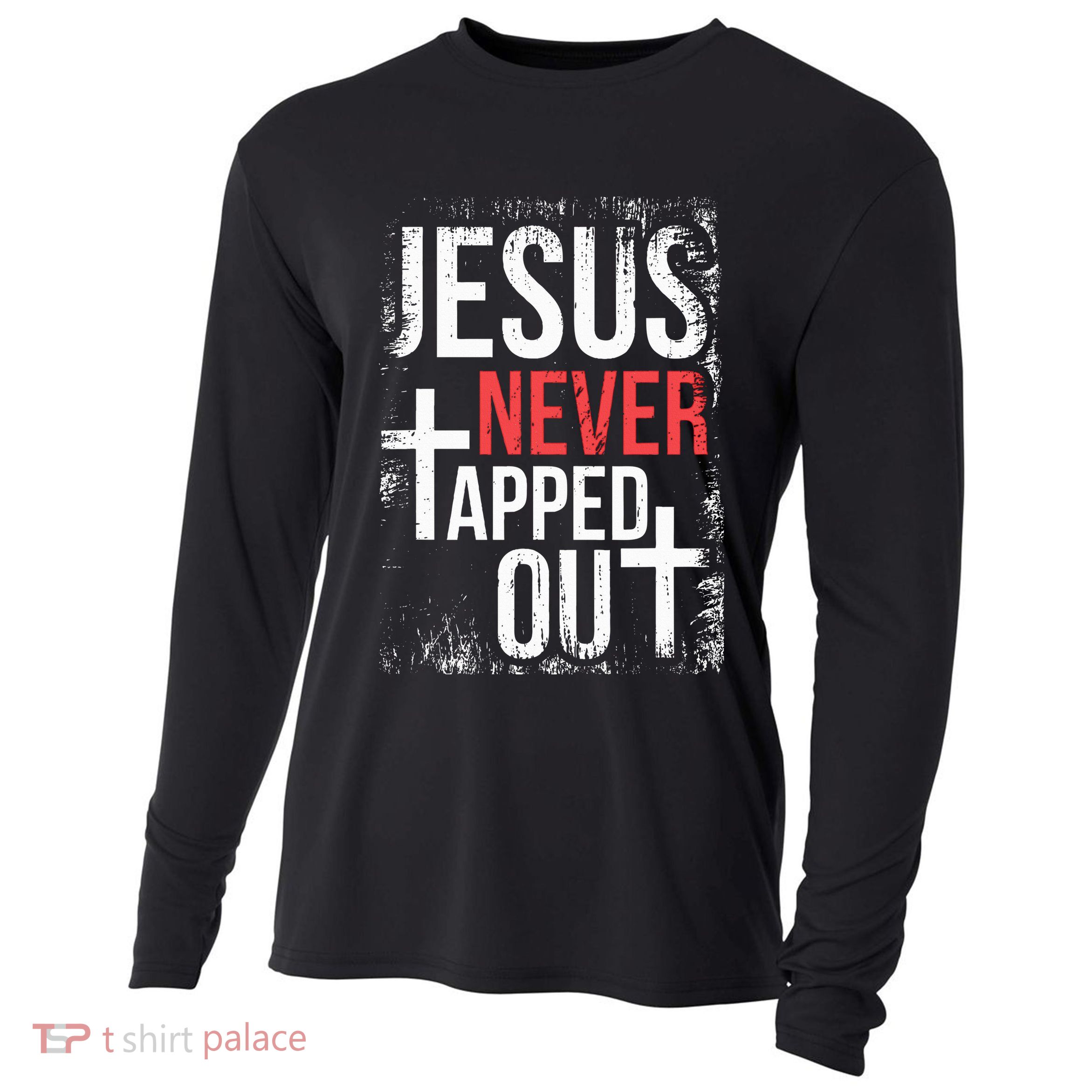 Jesus Never Tapped Out Christian Wrestling Faith Christian Cooling Performance Long Sleeve Crew