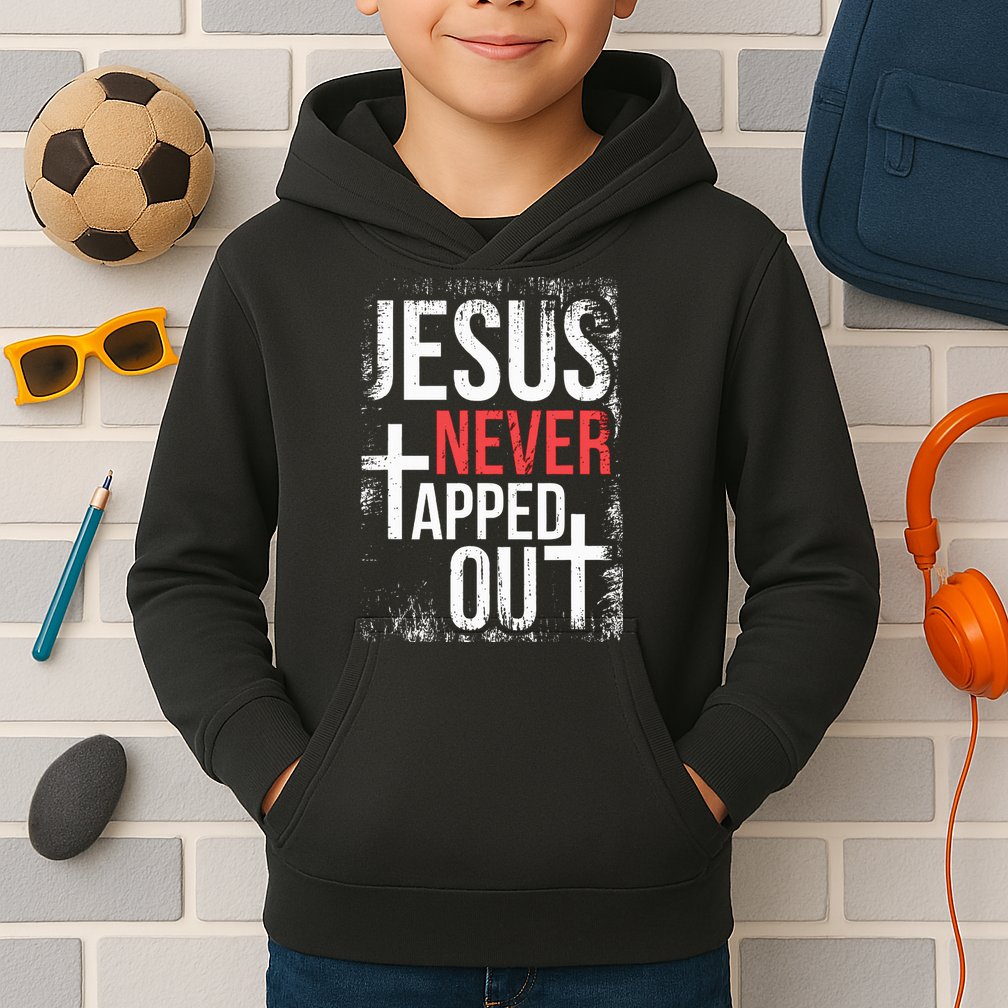 Jesus Never Tapped Out Christian Wrestling Faith Christian Kids Hoodie