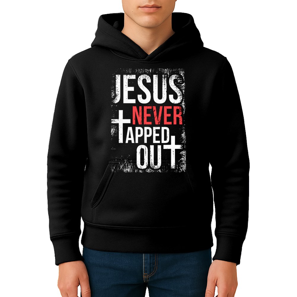 Jesus Never Tapped Out Christian Wrestling Faith Christian Kids Hoodie