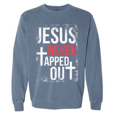 Jesus Never Tapped Out Christian Wrestling Faith Christian Garment-Dyed Sweatshirt