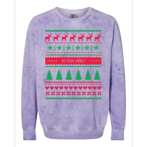 Joyeux Noel Ugly Xmas Reindeer Christmas Trees Snowflake Gift Colorblast Crewneck Sweatshirt