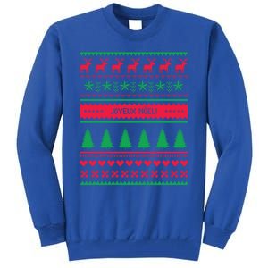 Joyeux Noel Ugly Xmas Reindeer Christmas Trees Snowflake Gift Tall Sweatshirt