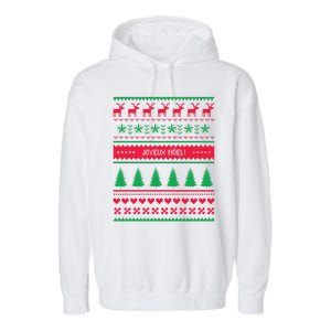 Joyeux Noel Ugly Xmas Reindeer Christmas Trees Snowflake Gift Garment-Dyed Fleece Hoodie