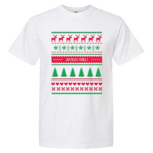 Joyeux Noel Ugly Xmas Reindeer Christmas Trees Snowflake Gift Garment-Dyed Heavyweight T-Shirt