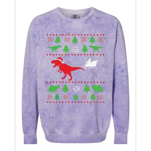 Joyeux Noel Ugly Xmas Reindeer Christmas Trees Snowflake Colorblast Crewneck Sweatshirt