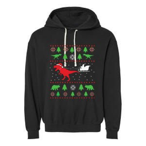 Joyeux Noel Ugly Xmas Reindeer Christmas Trees Snowflake Garment-Dyed Fleece Hoodie