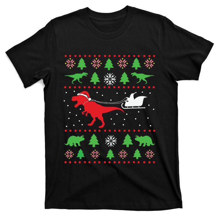 Joyeux Noel Ugly Xmas Reindeer Christmas Trees Snowflake T-Shirt