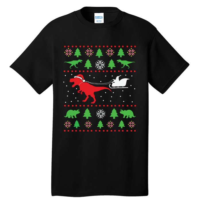 Joyeux Noel Ugly Xmas Reindeer Christmas Trees Snowflake Tall T-Shirt