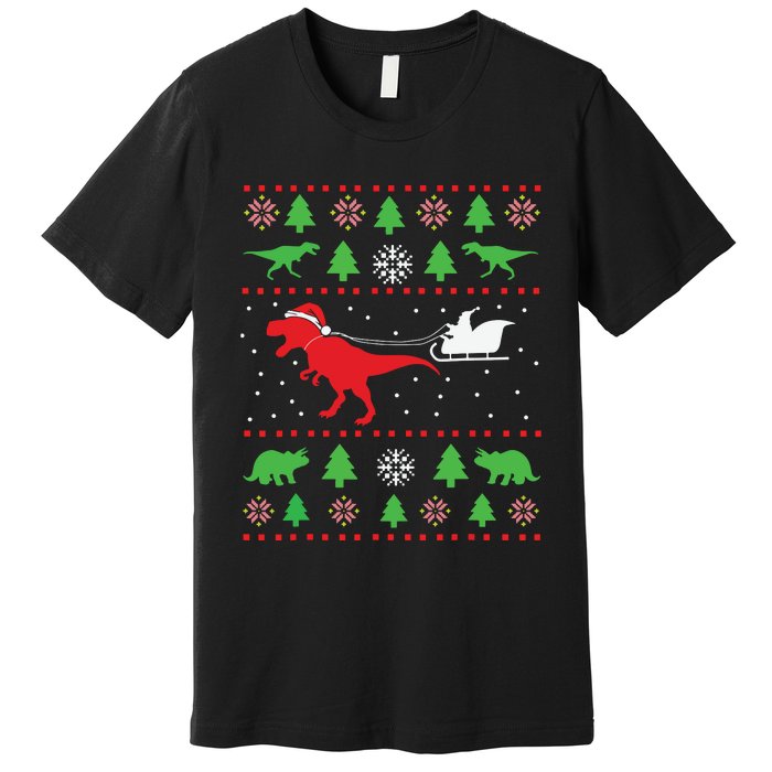 Joyeux Noel Ugly Xmas Reindeer Christmas Trees Snowflake Premium T-Shirt