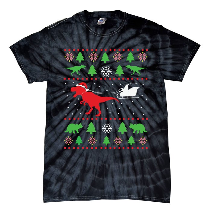 Joyeux Noel Ugly Xmas Reindeer Christmas Trees Snowflake Tie-Dye T-Shirt