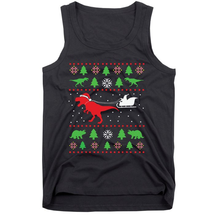 Joyeux Noel Ugly Xmas Reindeer Christmas Trees Snowflake Tank Top