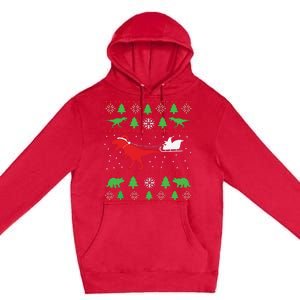 Joyeux Noel Ugly Xmas Reindeer Christmas Trees Snowflake Premium Pullover Hoodie