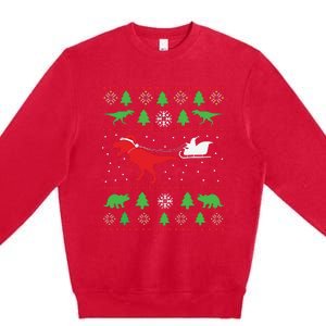 Joyeux Noel Ugly Xmas Reindeer Christmas Trees Snowflake Premium Crewneck Sweatshirt