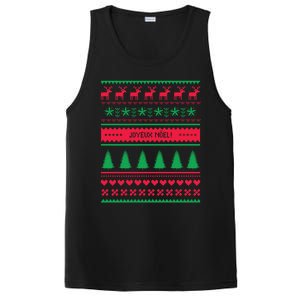 Joyeux Noel Ugly Xmas Reindeer Christmas Trees Snowflake Funny Gift PosiCharge Competitor Tank