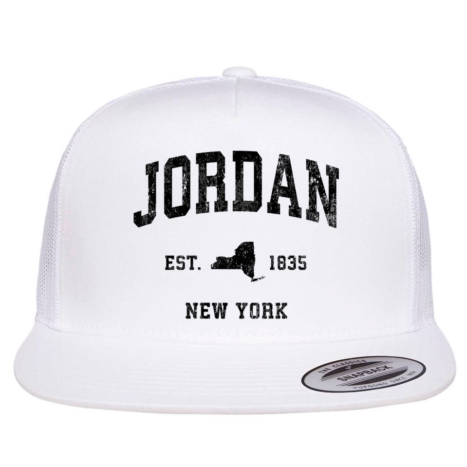 Jordan New York Ny Vintage Established Athletic Sports Design Flat Bill Trucker Hat