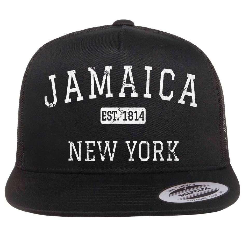 Jamaica New York Queens Ny Vintage Flat Bill Trucker Hat