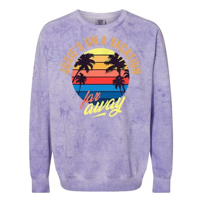 JosieS On A Vacation Far Away Colorblast Crewneck Sweatshirt