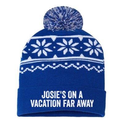 Josie's On A Vacation Far Away Quote Funny USA-Made Snowflake Beanie