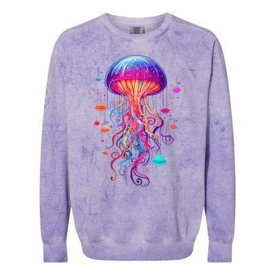 Jellyfish Ocean Animal Scuba Diving Rainbow Jelly Fish Colorblast Crewneck Sweatshirt