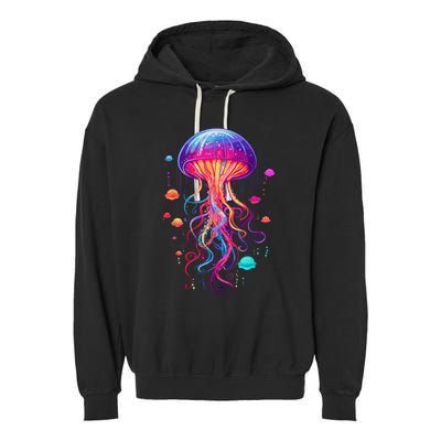 Jellyfish Ocean Animal Scuba Diving Rainbow Jelly Fish Garment-Dyed Fleece Hoodie