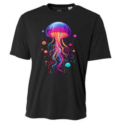 Jellyfish Ocean Animal Scuba Diving Rainbow Jelly Fish Cooling Performance Crew T-Shirt