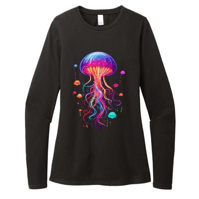 Jellyfish Ocean Animal Scuba Diving Rainbow Jelly Fish Womens CVC Long Sleeve Shirt