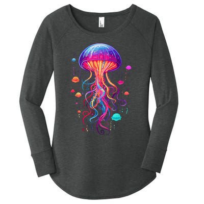 Jellyfish Ocean Animal Scuba Diving Rainbow Jelly Fish Women's Perfect Tri Tunic Long Sleeve Shirt