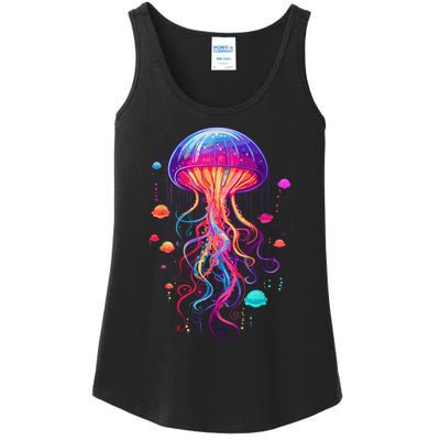 Jellyfish Ocean Animal Scuba Diving Rainbow Jelly Fish Ladies Essential Tank