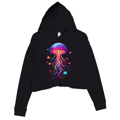 Jellyfish Ocean Animal Scuba Diving Rainbow Jelly Fish Crop Fleece Hoodie