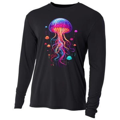 Jellyfish Ocean Animal Scuba Diving Rainbow Jelly Fish Cooling Performance Long Sleeve Crew