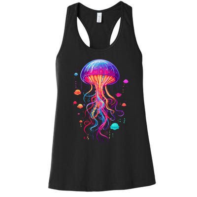 Jellyfish Ocean Animal Scuba Diving Rainbow Jelly Fish Women's Racerback Tank