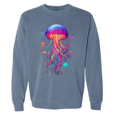 Jellyfish Ocean Animal Scuba Diving Rainbow Jelly Fish Garment-Dyed Sweatshirt