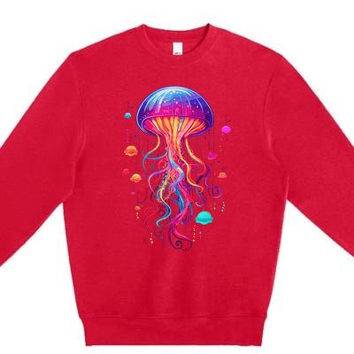 Jellyfish Ocean Animal Scuba Diving Rainbow Jelly Fish Premium Crewneck Sweatshirt