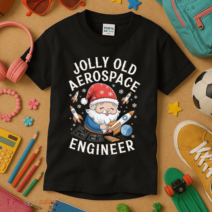 Jolly Old Aerospace Engineer Christmas Gnome Kids T-Shirt