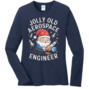 Jolly Old Aerospace Engineer Christmas Gnome Ladies Long Sleeve Shirt