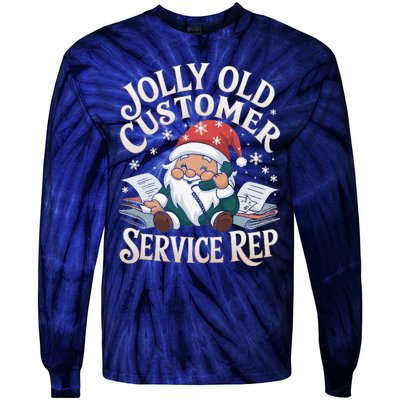 Jolly Old Customer Service Rep Gnome Tie-Dye Long Sleeve Shirt