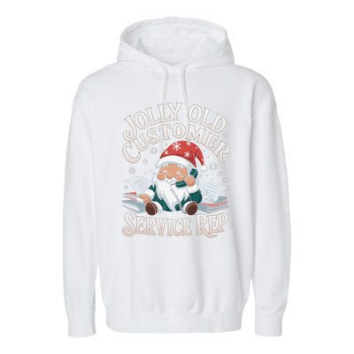 Jolly Old Customer Service Rep Gnome Garment-Dyed Fleece Hoodie