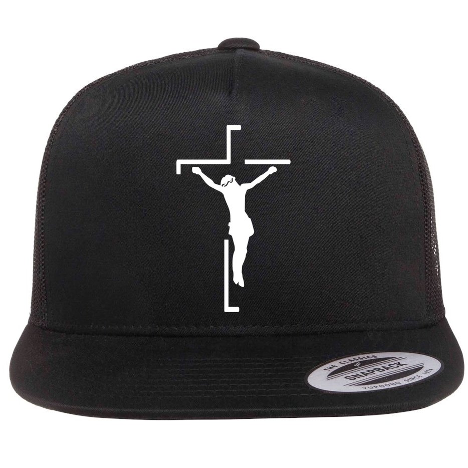 Jesus On Cross Flat Bill Trucker Hat