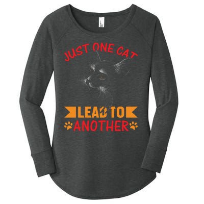 Just One Cat Lead To Another Cat Lover Cat Day Women's Perfect Tri Tunic Long Sleeve Shirt