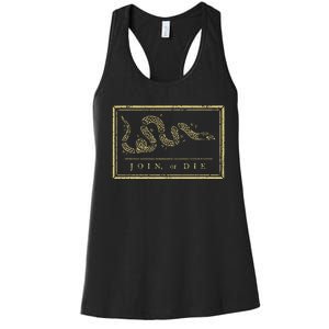 Join Or Die American History 1754 Thirteen Colonies Women's Racerback Tank