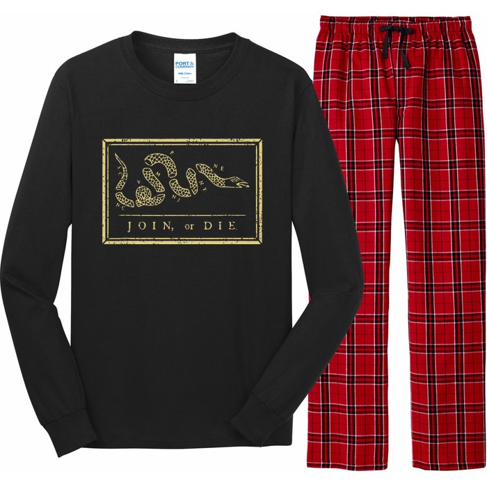 Join Or Die American History 1754 Thirn Colonies Long Sleeve Pajama Set